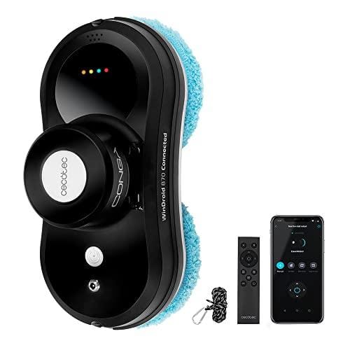 DESCUENTAZO 60% DESCUENTO Cecotec Robot Limpiacristales con App y Mando a Distancia Windroid 870 Connected T. 80 W, Navegación Inteligente, Triple Sistema de Seguridad, 4 Programas de Limpieza, Incluye 12 Paños
