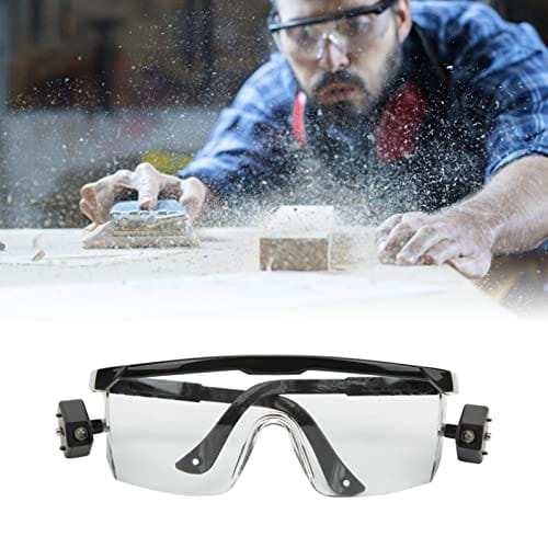 Tefola Gafas de seguridad, gafas de seguridad LED, antiimpacto, antivaho, a prueba de rayos UVA, diseño ergonómico, protección ocular ajustable, luz LED, gafas de seguridad LED
