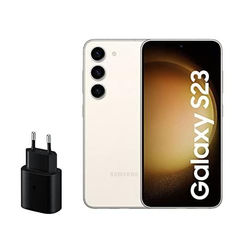 SAMSUNG Galaxy S23, 128GB + Cargador de 45W Smartphone, garantía de tres años del fabricante Android, Batería de 3900 mAh, Desbloqueado, Color Beige (Versión Española)