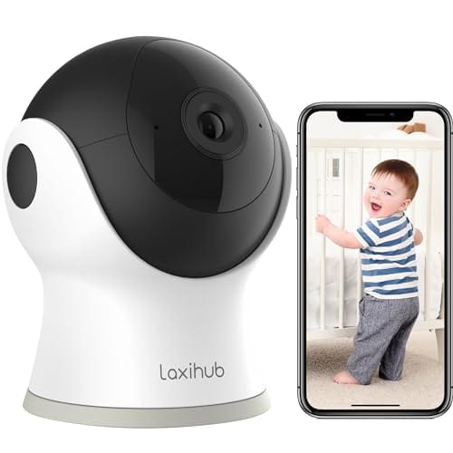 LAXIHUB Cámara Vigilancia WiFi Interior, Cámara IP WiFi Interior con Sirena, Audio Bidireccional,Visión Nocturna, Control Remoto, Detección de Movimiento y Sonido