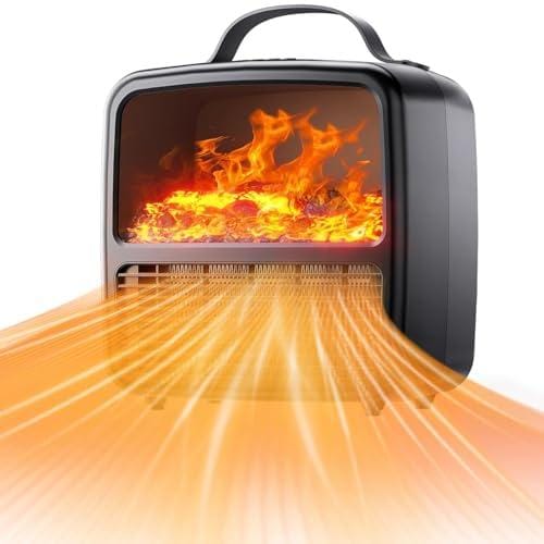 Aceshop 1500W Calefactor Bajo Consumo Calentador Eléctrico Silencioso Calefactor Cerámico PTC, Protección contra Sobrecalentamiento y Vuelco, 2 Modo, Alentador de Espacio Para Habitaciones y Oficinas