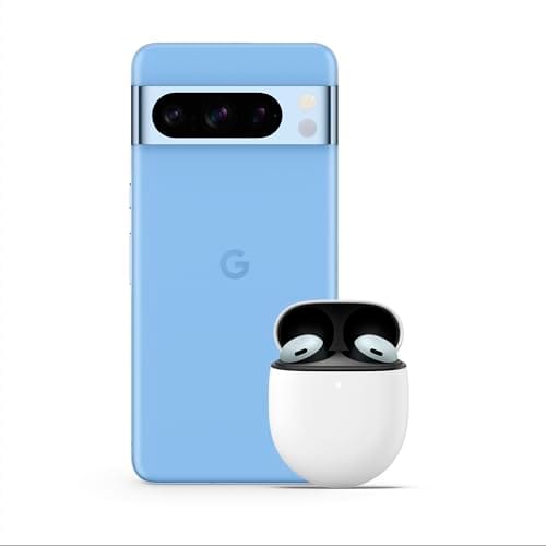 Google Pixel 8 Pro Smartphone Android Libre con teleobjetivo, batería de 24 Horas y Pantalla Super Actua Celeste, 256GB + Pixel Buds Pro Auriculares inalámbricos Gris Niebla
