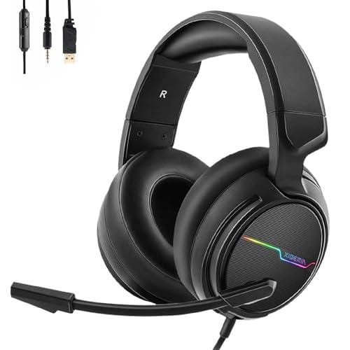 DESCUENTAZO 50% DESCUENTO Auriculares para Gamers con microfono,Auriculares con Cable,Conector de Audio de USB&3,5mm,Sonido Stereo, Altavoces 50mm, Compatible PC, PS4, PS5, XBONE One, Nintendo Switch