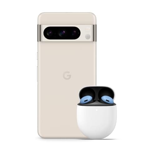 Google Pixel 8 Pro Smartphone Android Libre con teleobjetivo, batería de 24 Horas y Pantalla Super Actua Porcelana, 128GB + Pixel Buds Pro Auriculares inalámbricos Celeste