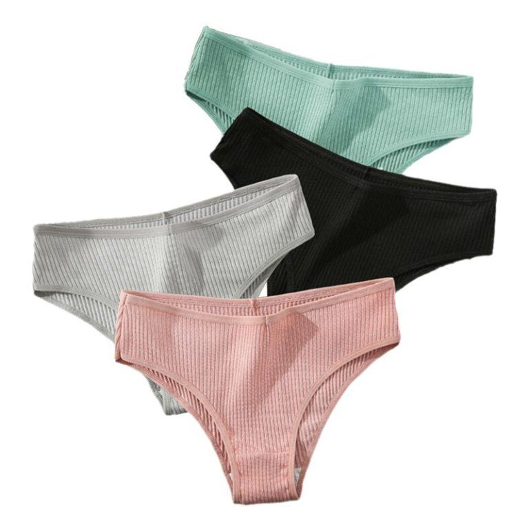 Bragas de algodón de Color liso para mujer, ropa interior Sexy, lencería de talla grande, 4 unidades por juego | Miravia