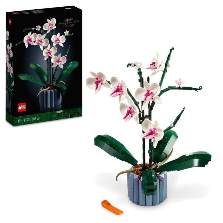 Kit de construcción de planta decorativa para adultos LEGO® 10311 Orquídeas; construye una planta de orquídeas y exponla en tu hogar o tu oficina (608 piezas) | Miravia