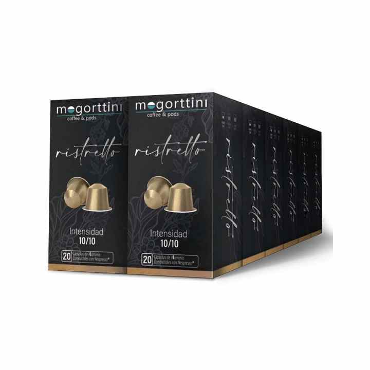 Ristretto 12 cajas Mogorttini. 240 Cápsulas de aluminio compatibles con Nespresso 8436583660584 | Miravia