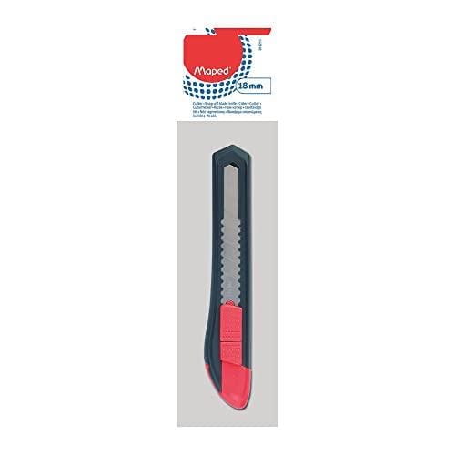 Maped Cúter Profesional Start Cúter para Diestro Diseño Rojo y Negro Bloqueo Manual de la Cuchilla Corta Cuchillas Integrado Cúter de Precisión de 18 mm