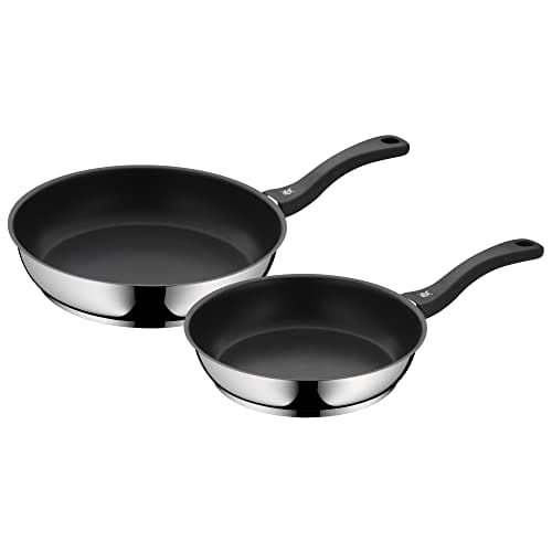 DESCUENTAZO 58% DESCUENTO WMF Devil Juego de 2 Sartenes Antiadherentes 24 28 cm, Sartén de Acero Inoxidable y Revestimiento Antiadherente para Todo Tipo de Cocinas Incluido Inducción, sin PFOA, Color Negro