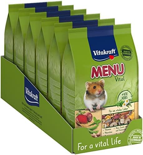 VITAKRAFT Vita Fuerza Solos Forro para hámster, Forro Mezcla equilibrada, Premium Menú Vital, 400 g (Paquete de 6)
