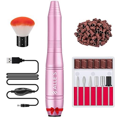 Torno para Uñas,6 en 1 Limas de Uñas Eléctrica, Velocidad Ajustable de 20,000 RPM,Pulidor de Uñas,Kit de Manicura y Pedicura,Torno de Uñas Portátil,Set de Manicura para DIY Salón,Christmas gifts(Rosa)