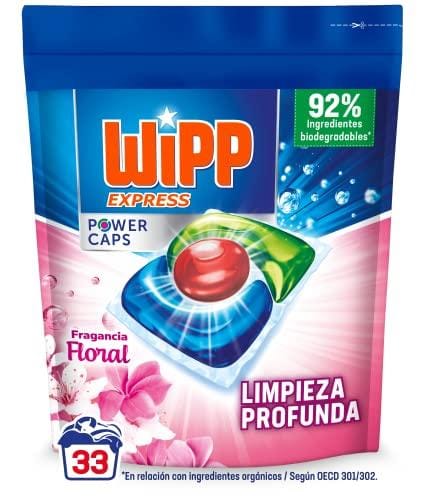 DESCUENTAZO 41% DESCUENTO Wipp Express Power Caps Detergente Floral en Cápsulas para Lavadora, 33 Dosis, Limpieza Profunda, Eficaz en Agua Fría