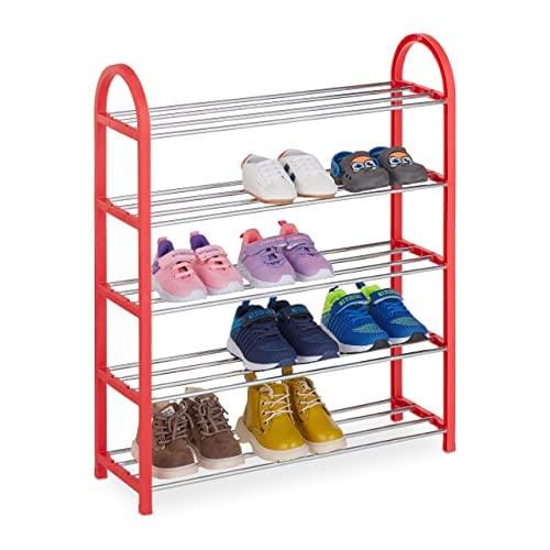 DESCUENTAZO 54% DESCUENTO Relaxdays Zapatero Infantil, 15 Pares, hasta N° 30, Abierto, Ahorra Espacio, Liviano, Estante Calzado, Color Rojo, 70 x 57,5 x 18,5 cm