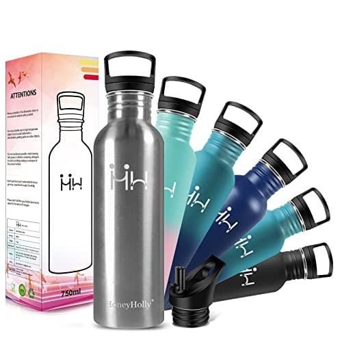 BUENA OFERTA 28% DESCUENTO HoneyHolly Botella Acero Inoxidable, 1000ml, Botella de Agua, No Térmica, Cantimplora de Acero Inoxidable, Botella de Agua de Pared Simple, sin bpa Reutilizable para Deporte, Gimnasio, Bicicleta