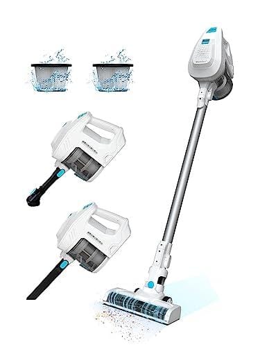 Mamibot S6 Aspiradora inalámbrica de Mano, sin Bolsa, con Herramienta para Grietas y Cepillo para Polvo, Adecuada para alfombras, Azulejos, Suelos de Madera Dura/Pelo de Mascotas, Color Blanco