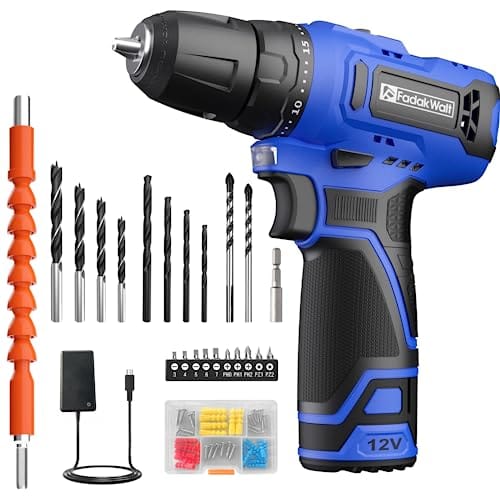 BUENA OFERTA 22% DESCUENTO FADAKWALT Atornillador Electrico 12V,Kit Taladro Atornillador Batería,Portabrocas Sin Llave 3/8″ Pulgadas,Destornillador,Destornillador Eléctrico,21+1 Ajustes de Par con Batería y Cargador