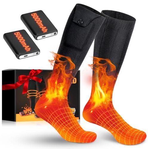 26% DESCUENTO Calcetines Calefactables, 10000mAh Calcetines Calefactables Hombre, 4 Niveles de Calor Calcetines Calefactables Mujer Lavable 4 Engranajes Adecuados para Invierno, Exteriores, esquí