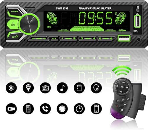 DESCUENTAZO 50% DESCUENTO RDS Autoradio con Control por Voz, Am/FM, 5.2 Bluetooth Dual Manos Libres, Posicionar y Buscar Coche, Reproductor de Coche 1 DIN con 2USB/SD/TF/AUX/Carga Rápida/Adaptador de Antena,30 Transmisores
