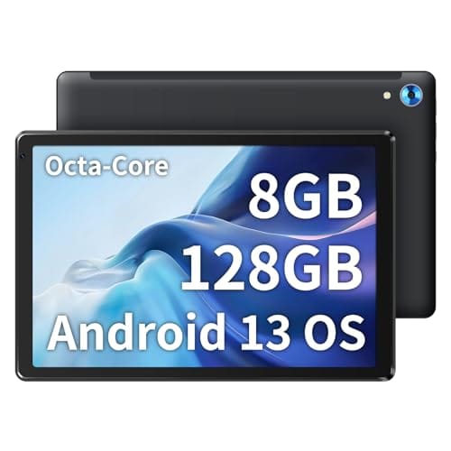 Fullant Android 13 Tablet, Tablet 10 Pollici, HD 1280 * 800 IPS, Octa Core Processore, 8GB RAM+128GB ROM, WiFi, Bluetooth (Nero)