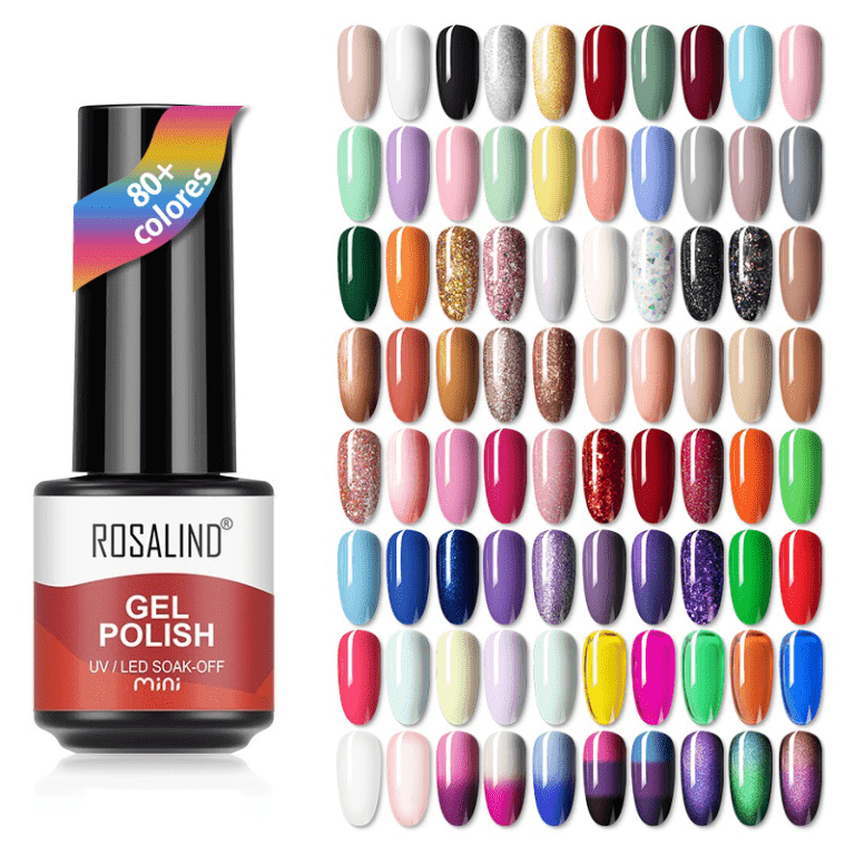 ROSALIND-miniesmalte de uñas en Gel, 80 colores, semipermanente, acrílico, UV, Gellak, Base mate, capa superior | Miravia