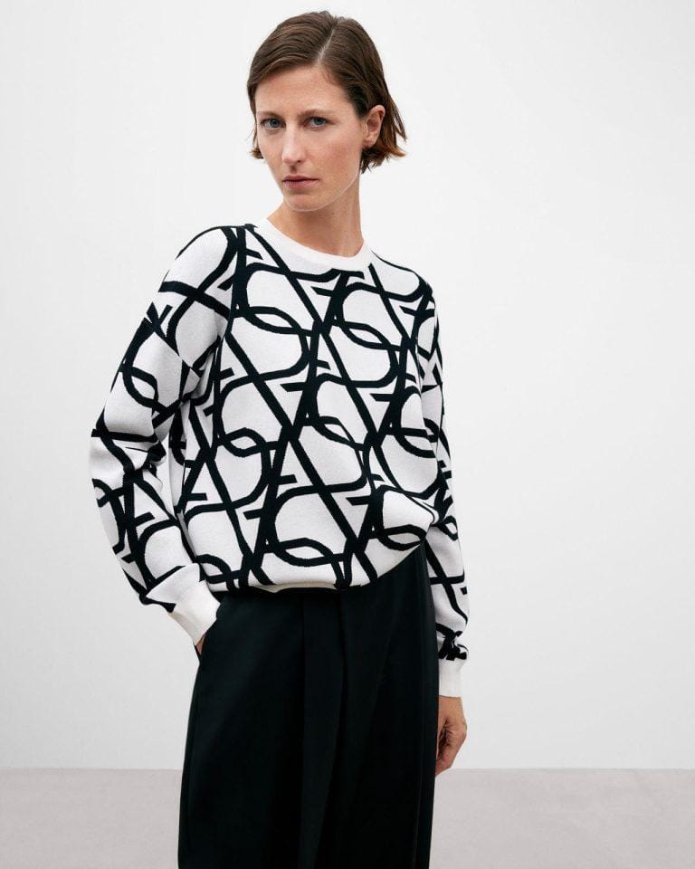 Sudadera de mujer con cuello redondo en color negro y crudo · Adolfo Dominguez · El Corte Inglés