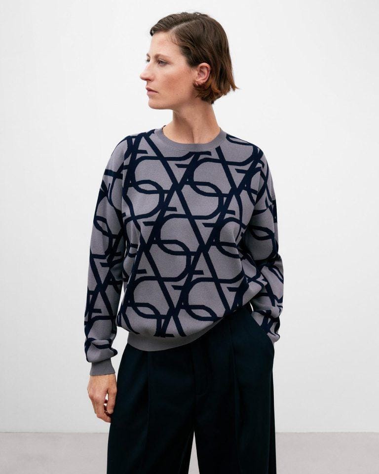 Sudadera de mujer con cuello redondo en color azul marino · Adolfo Dominguez · El Corte Inglés