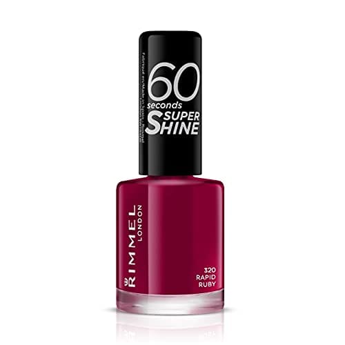 45% DESCUENTO Rimmel London 60 Seconds Super Shine Esmalte de Uñas, 320 Rapid Ruby