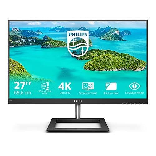 BUENA OFERTA 33% DESCUENTO Philips 278E1A Monitor 4K de 27 Pulgadas, 60 Hz, 4 ms, IPS, Altavoces, FlickerFree, Smart Image (3840 x 2160, 350 CD/m², HDMI/DP)