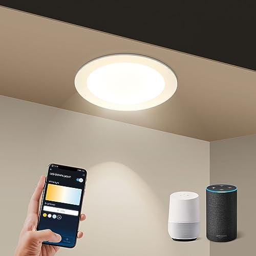 BUENA OFERTA 26% DESCUENTO Aigostar Downlight LED Empotrable Inteligente Wifi, 6W, CCT. Regulable de luz cálida a blanca 3000 6500K, 360lm. Compatible Alexa y Google Home. Foco Empotrable LED: 11,5 x 3,2 cm alto