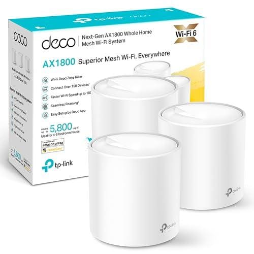 DESCUENTAZO 53% DESCUENTO TP Link Deco X20 (3 Pack) Sistema WiFi 6 Mesh, AX1800 Doble hasta 540 m2, 2xPuertos Gigabit, MU MIMO, OFDMA, Seguridad WPA3, Modo Router/Punto Acceso