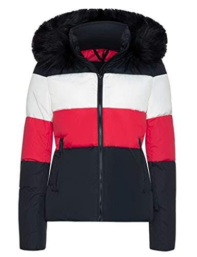 Libland Chaqueta Larga Que rellena el Puffer de Las Mujeres, Abrigos de la Burbuja del Invierno de Las Mujeres con el Cuello Desmontable de la Piel sintética 7692 Azul L