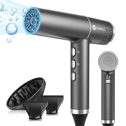 38% DESCUENTO Slopehill Secador de Pelo Profesional Iónico con Motor sin Escobillas Exclusivo | Microfiltro Innovador | Tecnología Oxy Activo | Pantalla LED | 268g Súper Ligero, 2000W (Gris)