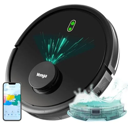 OFERTÓN SUPREMO 73% DESCUENTO Venga! Robot aspirador, limpiador de suelos, navegación láser, con aplicación, negro, VG RVC 3002 BK