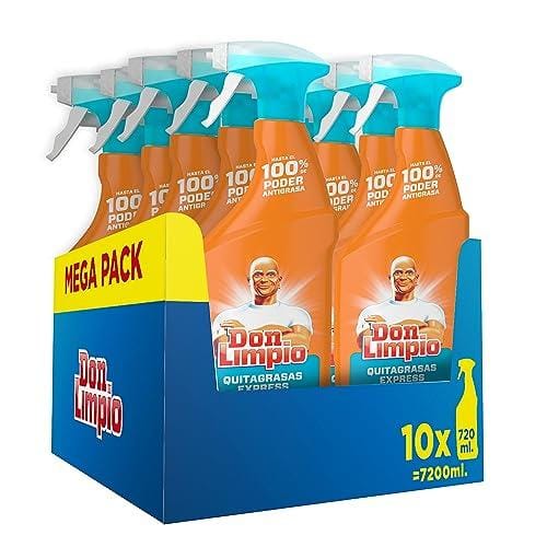 DESCUENTAZO 52% DESCUENTO Don Limpio Quitagrasas Express, Detergente en Spray, 7.2 L (10 x 720 ml), Hasta un 100% de Poder Desegrasante, Aroma Cítricos, Mega Pack