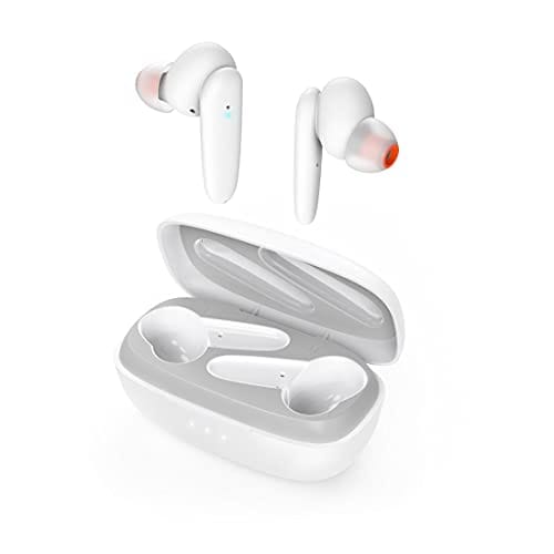 Hama | Auriculares inalámbricos Bluetooth (Cascos True Wireless, auriculares con control por voz, sensor táctil, resistentes al sudor, 3h de música, caja de carga) Blanco