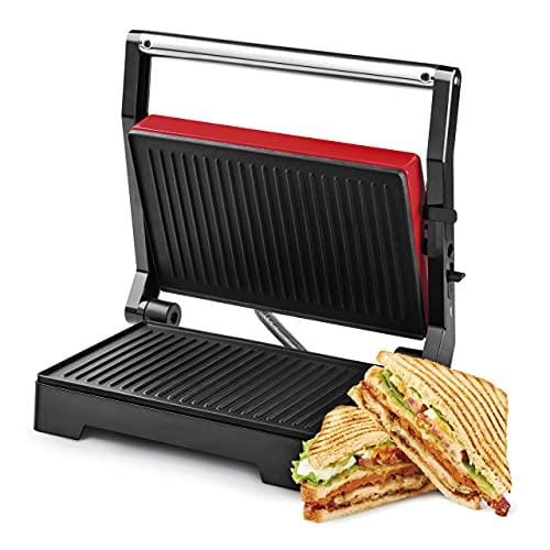 DESCUENTAZO 52% DESCUENTO Ufesa PR1000 Fuji Parilla Eléctrica, Panini Press Grill, 1000W, Placas Antiadherentes, Apertura 180º, Asa Toque Frio, Color Rojo