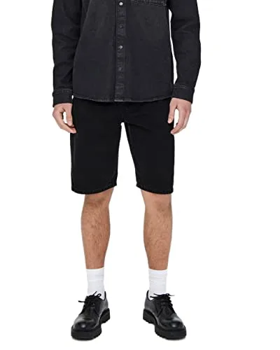 67% DESCUENTO ONLY & SONS Pantalones Cortos Onsavi PK 1899, Black Denim, S para Hombre