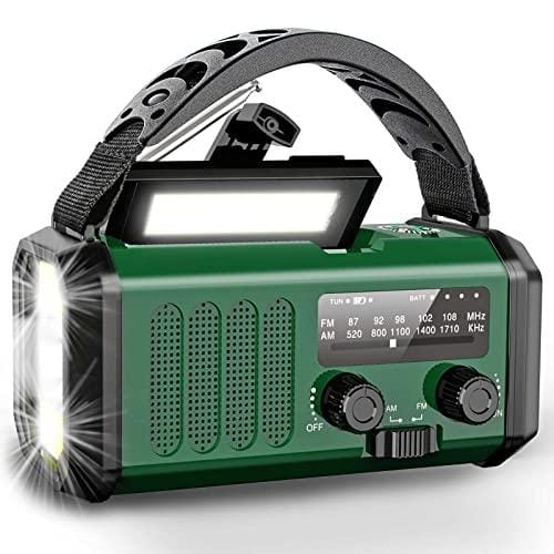 BUENA OFERTA 38% DESCUENTO Radio Solar y Recargable Altavoz Bluetooth con Soporte Bicicleta –IP5 Impermeable Radio de Emergencia Am FM Digital Portátil, 10000mAh Batería Dinamo, Manivela, Linterna,SOS,USB Teléfono,Supervivencia