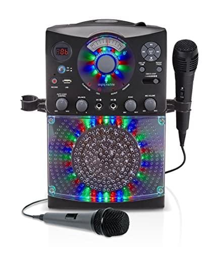 DESCUENTAZO 61% DESCUENTO Singing Machine SML385UBK Sistema de Karaoke Bluetooth con Luces LED de Discoteca, CD+G, USB y micrófono Negro