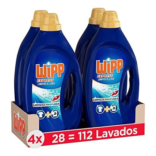 BUENA OFERTA 24% DESCUENTO Wipp Express Detergente Líquido Limpio y Liso para lavadora, 28 Lavados Pack de 4, Total: 112 Lavados