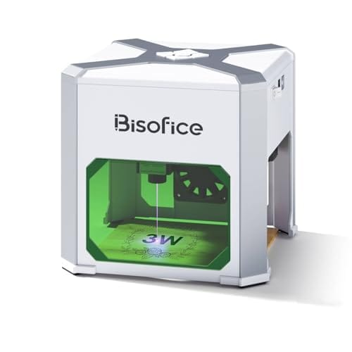 Bisofice K6 Grabadora láser 3W Máquina de grabado láser con precisión de grabado de 0,05 mm, Grabado fuera de línea, para Astillas de Madera, papel, cuero, tela