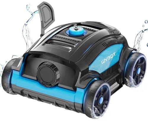 WYBOT Robot limpiafondos piscina sin cable, 130 minutos robot piscina sin cable aspirador piscinas con 2 motores, cepillo grande y aberturas de succión, boquilla ajustable, hasta 100㎡