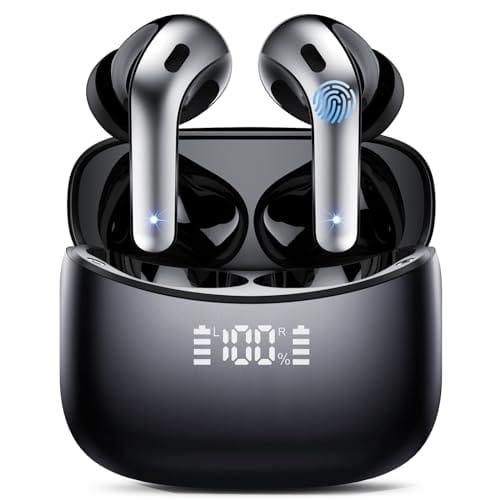 OFERTÓN SUPREMO 79% DESCUENTO Auriculares Inalámbricos Bluetooth, Auriculares Bluetooth 5.3 con 52h Graves, Cascos Inalambricos Bluetooth 4 ENC Mic Reducción de Ruido, IP7 Impermeable,14.2 mm Controlador DináMico Cascos Negros