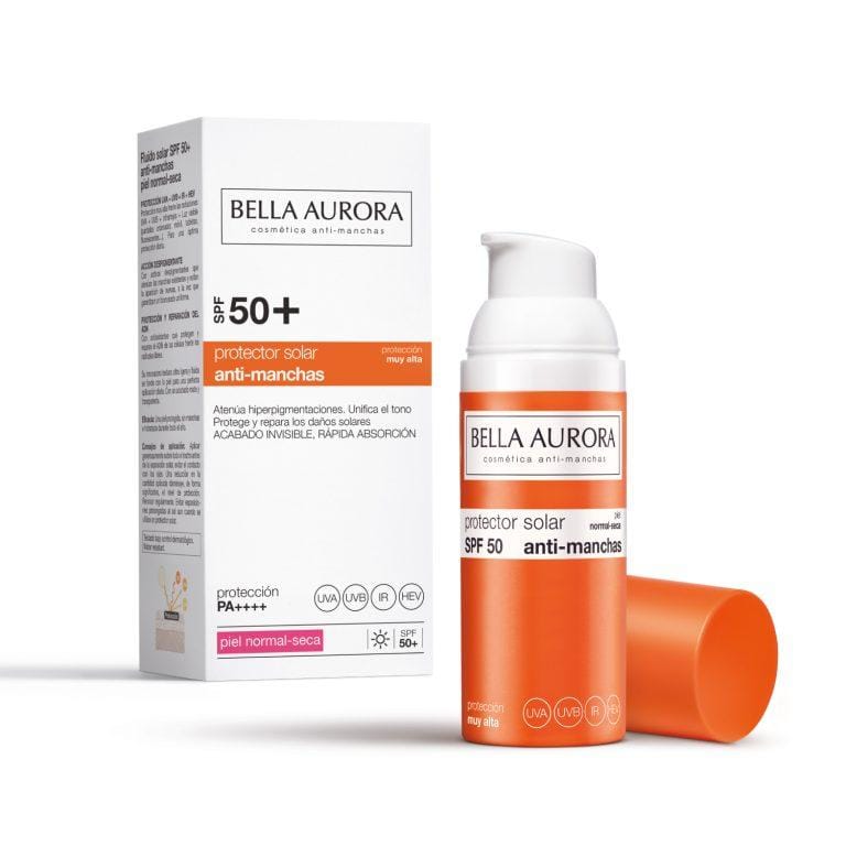 BELLA AURORA – Protector Solar SPF 50+ 50 ml, para Piel Normal-Seca, Crema Solar, Facial Antimanchas, Crema Protectora Solar, Bloqueador Solar, Absorción Rápida, Calma la Piel, Uso Diario | Miravia