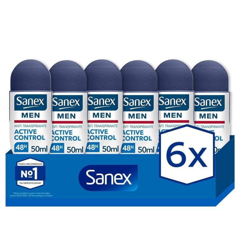 Desodorante roll-on para hombre Sanex Men Active Control 48h antitranspirante 50ml. Pack 6 | Miravia