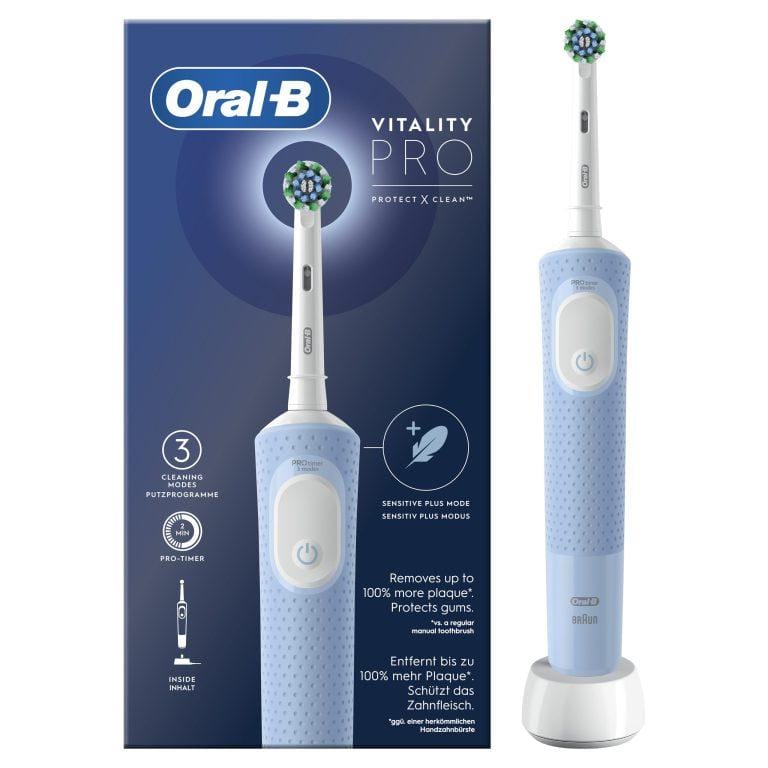 Oral-B Vitality Pro cepillo de dientes eléctrico azul, 1 cabezal, diseñado por Braun | Miravia