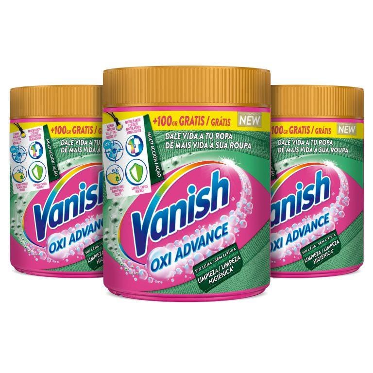 Vanish Oxi Advance Higiene – Quitamanchas multibeneficio para la ropa, limpieza higiénica, elimina olores y potenciador del lavado, en polvo, sin lejía – 1,5kg (3×500 gr) | Miravia