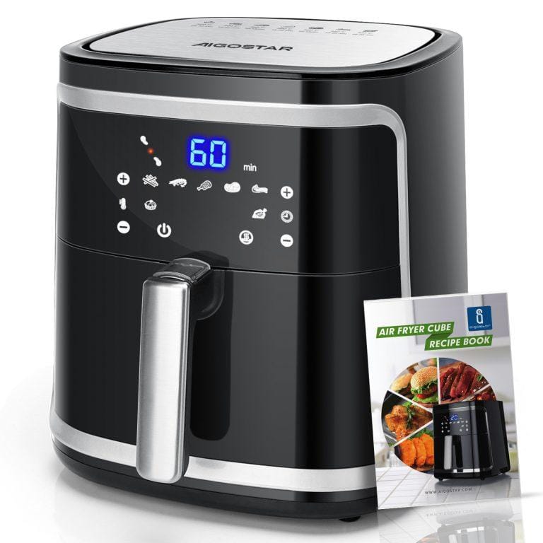 AIGOSTAR Freidora de Aire sin Aceite – Pantalla LED Táctil, Gran Capacidad de 7L, Libro de Recetas Incluido, Cesta Antiadherente, Temporizador, 1900W,Negro. | Miravia