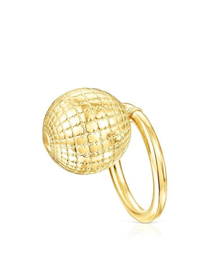 Anillo St Tropez Disco bañado en oro de 18 kt sobre plata con bola en dorado · Tous · El Corte Inglés