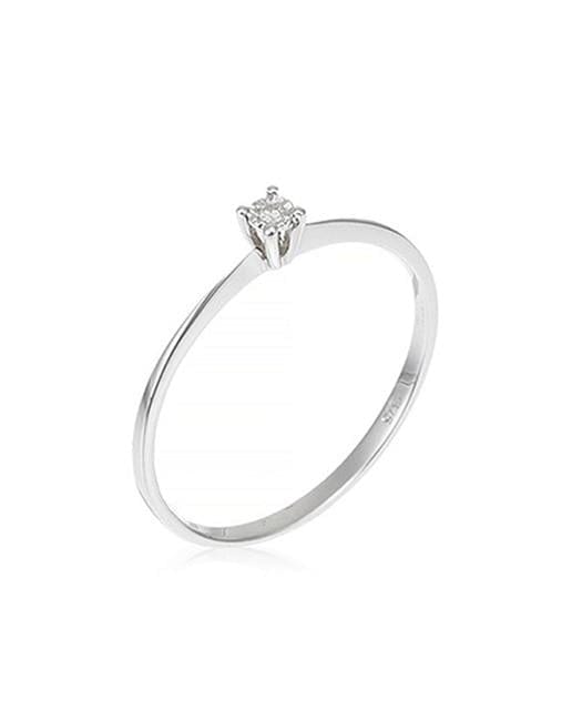 Anillo Solitaire «Pure» oro blanco y diamante – Primeriti